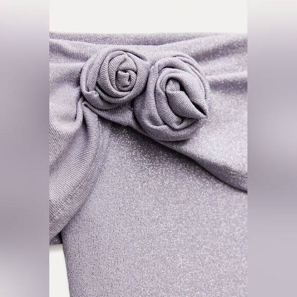 NWT ZARA METALLIC THREAD TOPโWITH RAISED FLOWERS - Picture 8 of 9